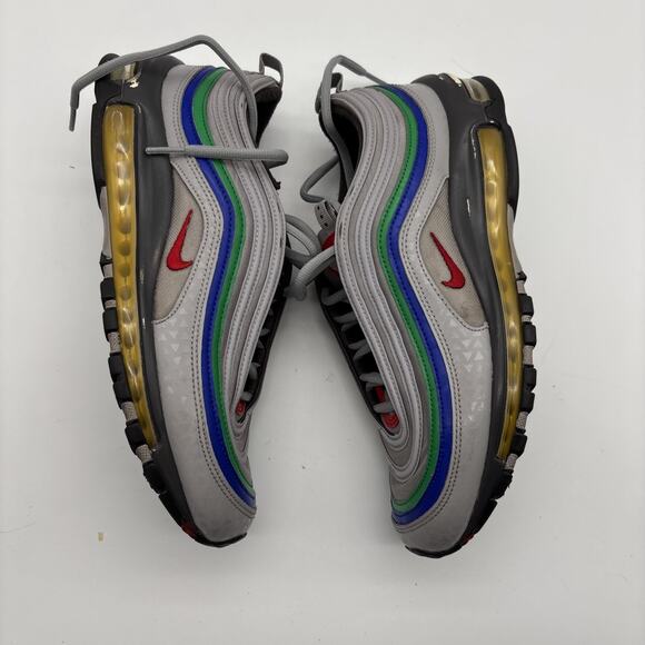 Size 8.5 - Nike Men\'s Air Max 97 QS #C15012 Grey, Blue & Green, paint scuff heel main image 7